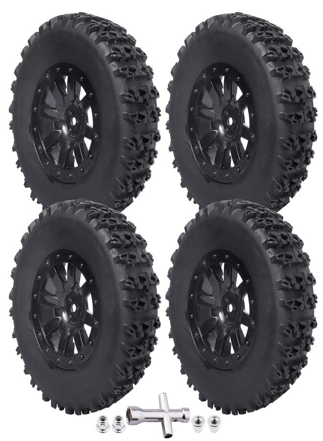 CrazyHobby 1/10 Short Course Truck Tires and Wheels Tyres for Traxxas HSP Tamiya HPI Kyosho Losi Redcat Racing RC Model Car, Set of 4 (Style A) - Image 1